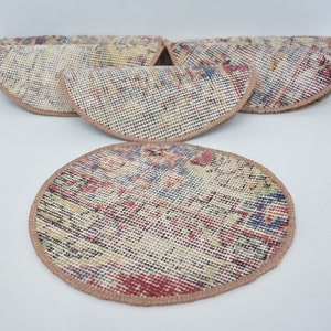 Carpet Supla, Kilim Supla, Kitchen Decor, Set Of Six, Mouse Pad, 10&quot;x10&quot; Hand Crafted Rug Supla, Circle Under Plate, Rustic Rug Supla, 46