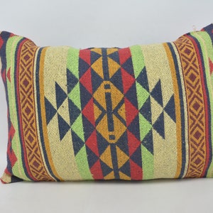 Throw Pillow, Turkish Pillow, Kilim Pillow, Turkish Kilim Pillow, 20x28 Green Cushion, Both Sided Pillow, Patterned Pillow,  205