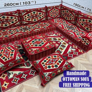 Ottoman Sofa Set, Floor Seating, Traditional Sofa, Floor Sofa, U-shaped Sofa, Floor Cushion, Kilim Pillow, Arabic Sofa, Housewarming Gift