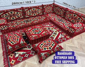 Ottoman Sofa Set, Floor Seating, Traditional Sofa, Floor Sofa, U-shaped Sofa, Floor Cushion, Kilim Pillow, Arabic Sofa, Housewarming Gift