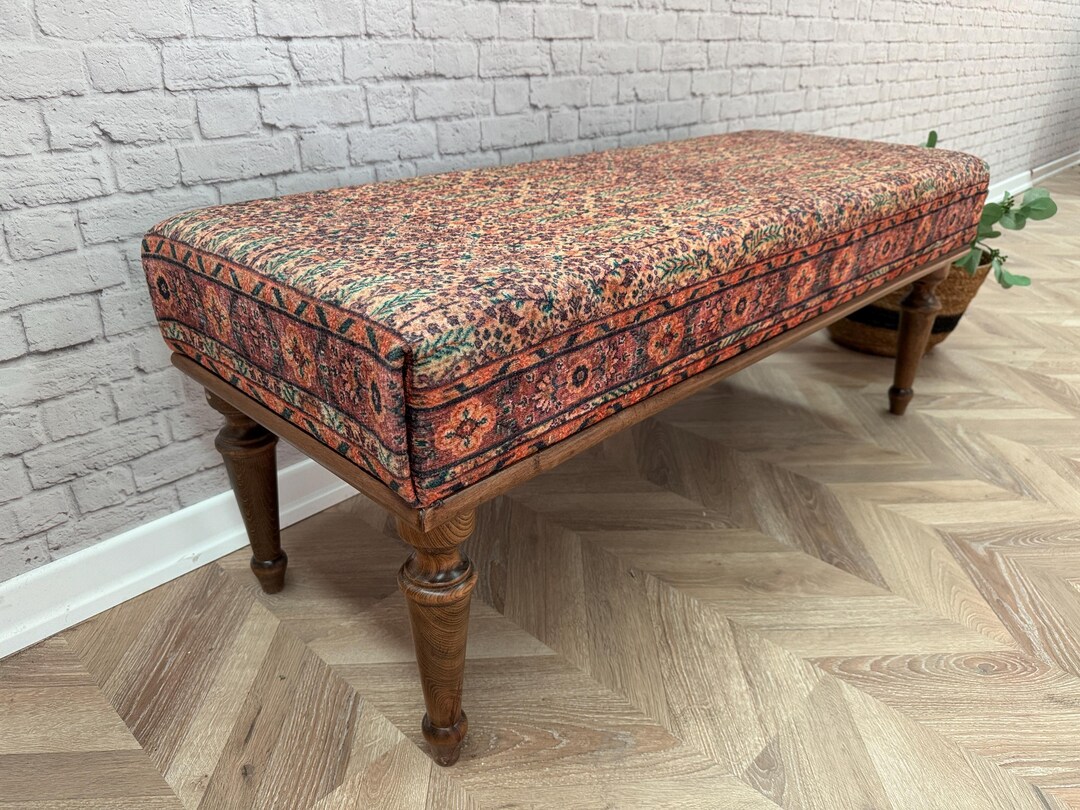 Floral Pattern Bench, Floral Furniture, Saloon Decor, Handmade Bench ...