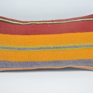 Almohadas de diseño, regalo personalizado, almohadas Kilim, funda de cojín rojo 8x16, fundas de almohada a rayas, almohada de tiro Kilim, funda de almohada linda, 301
