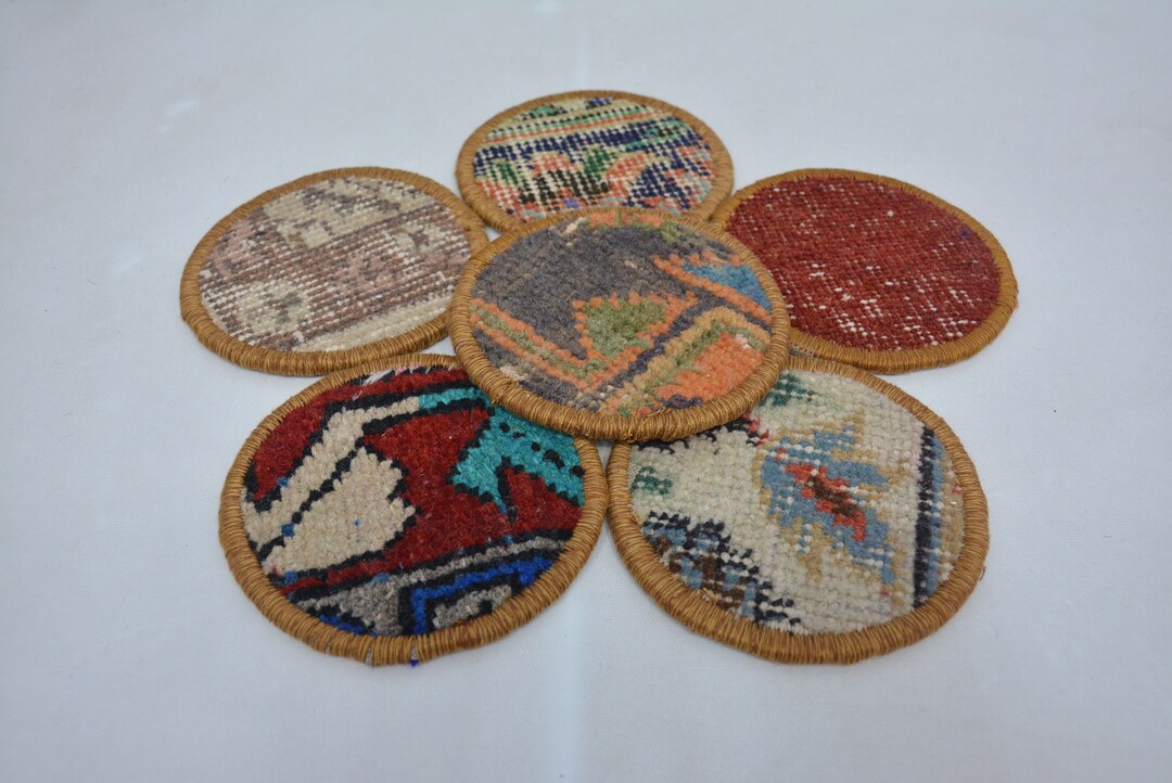 Rug Coaster, Coffee Cup Pad, Kitchen Decor, Red Coaster, Rug Coaster ...
