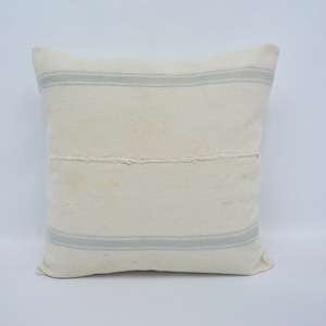Almohada turca, funda de almohada, almohada kilim, almohada decorativa, funda blanca de 60 x 60 cm, almohada a rayas, almohada hecha a mano, funda de patio, 344