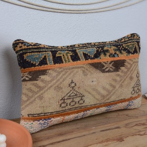 Throw Pillow Cover, Personalized Gift, Turkish Kilim Pillow, Pillow for Couch, 12x20 Blue Cushion, Rug Pillow, Custom Gift Cushion,  1422