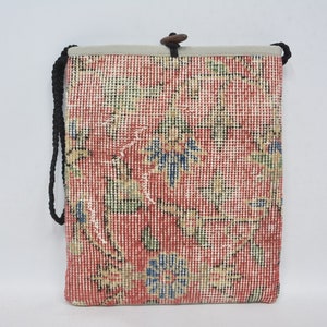 Makeup Bag 12x14 Bag, Handbag, Rug Bag, Vintage Bag, Turkish Bag, Handmade Bag, Chic Bag, Best Gift For Her, Travel Bag, Beach Bag, 22