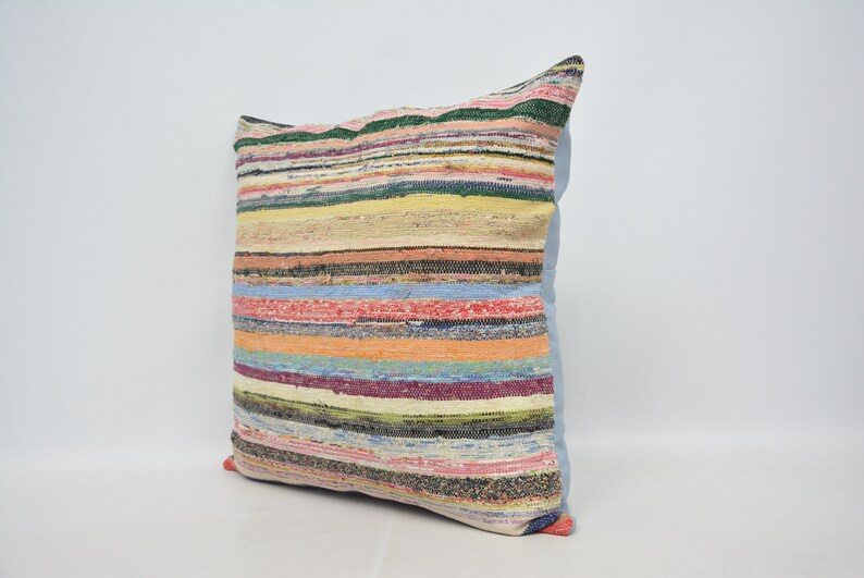 Body Pillow, Home Decor Pillow, Throw Pillow, 28x28 Orange Cushion, Striped Kilim Pillow, Knitted Cushion, Customized Pillow Case, 233 image 4