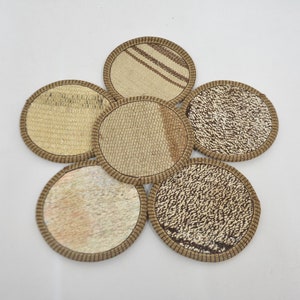Round Coaster, Glass Pad, Kitchen Decor, Beige Coaster, Striped Coaster, Best Rug Coaster, Table Coaster, Tribal Pad, Circle Pad,