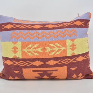 Turkish Kilim Pillow, Pillow Cover, Kilim Pillow, Throw Pillow, 20x28 Red Cover, Double Sided Pillow, Patterned Pillow,  193