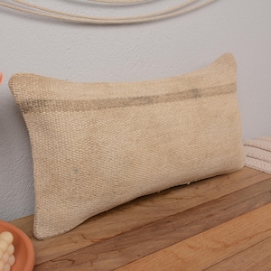 Poduszka Vintage, ręcznie robiona poduszka Kilim, 12x24 poduszka Vintage Kilim, poduszka na kanapę, beżowa poszewka na poduszkę, etniczna poduszka lędźwiowa Kilim,
