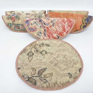 Rug Decorative, Kilim Supla, Set Of Six, Kitchen Decor, Mouse Pad, 10&quot;x10&quot; Handmade Supla, Round Supla, Rustic Rug Supla, Table Decor, 14