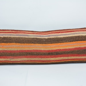 Antique Pillows, Kilim Pillow Covers, Pillow for Sofa, 12x36 Brown Pillow Case, Striped Pillow Covers, Organic Cushion, 52