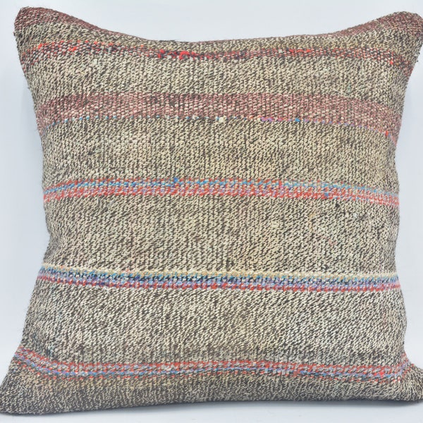 Home Decor Pillow, Throw Pillow Covers, 22x22 Beige Pillow Covers, Striped Pillow, Ikat Pillow Cover, Decorative Bolster Pillow, 7