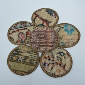 Coffee Cup Pad, Drink Coaster, Kilim Coaster, Beige Coaster, Rug Coaster, Tribal Coaster, Oriental Coaster, Traditional Pad,