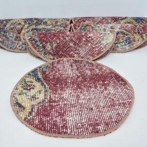 Circle Rug Supla, Kilim Supla, Rustic Rug Supla, Set Of Six, Gift Supla, 12&quot;x12&quot; Vintage Rug Supla, Best Under Plate, Kitchen Decor, 22