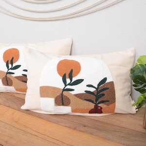 Juego de cojines lumbares bordados con un toque de fantasía: diseños de arcoíris y animales de colores / Fundas de cojín decorativas estilo bohemio para habitación infantil