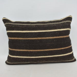 Turkish Kilim Pillow, Kilim Pillow Cover, Kilim Pillow, Throw Pillow, 20x28 Black Case, Striped Pillow, Patio Cover, Gift Pillow,  222