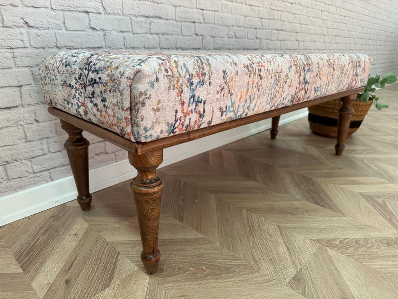 Botanical Pattern Bench, Saloon Decor, Saloon Furniture, Handmade Bench ...