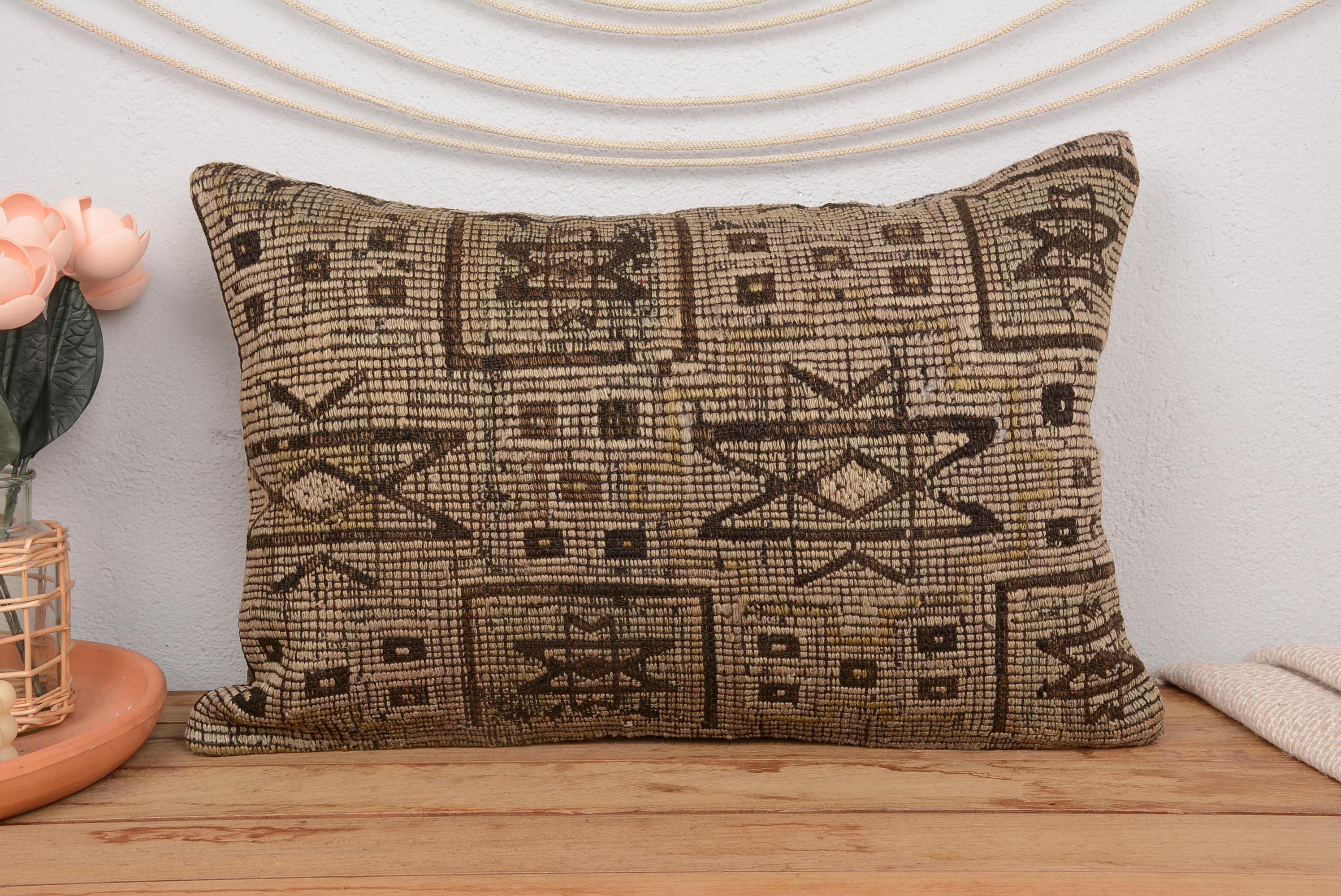 ソファ用枕、 ヴィンテージキリムスローピロー、 16x24ハンドメイド