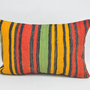 Body Pillow, Kilim Pillows, Kilim Pillow Cover, 16x24 Red Cushion Case, Striped Pillow Cover, Art Deco Pillow Covers, Yoga Pillow Cover, 500