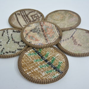 Tea Pad, Coffee Cup Pad, Rug Coaster, Beige Pad, Rug Pad, Handmade Coaster, Washable Coaster, Antique Rug Coaster,