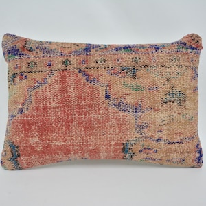 Throw Pillow, Kilim Pillow, Kilim Pillow Cover, Turkish Pillow, 16x24 Red Cushion, Rug Pillow, Yoga Case, Decor Pillow,  1369