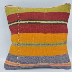 Throw Pillow, Antique Pillows, Kilim Pillow Cases, 12x12 Red Pillow, Striped Pillow Covers, Design Cushion, Sofa Bolster Cushion Case, 659