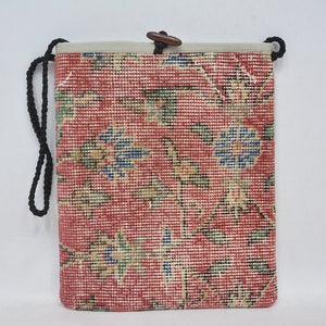 Handbag, Rug Bag, Vintage Bag 12x14, Green Bag ,Turkish Rug Bag, Handmade Bag, Chic Bag, Best Gift For Her, Travel Bag, Beach Bag, 25
