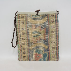 Kilim Bag, Turkish Bag, Handmade Rug Bag, Travel Bag, Beach Bag, 12x14&quot; Hygienic Bag, Rug Bag, Vintage Bag, Washable Bag, Chic Bag, 79