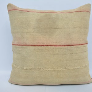 Almohada para sofá, almohada Kilim turca, fundas de almohada Kilim, almohada beige 32x32, funda de cojín plana, almohada Kilim de banco, funda de almohada linda, 45