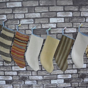 Decorative Stocking, Fireplace Decor Santa Socks, Handwoven Stocking, Striped Stocking, Gift Stocking, Vintage Stocking, Xmas Stocking,