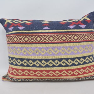 Home Decor Pillow, Kilim Pillow, Turkish Kilim Pillow, Pillow Cover, 20x28 Blue Cover, Double Sided Pillow, Patterned Pillow,  197