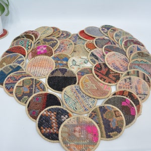 Groothandel kelimonderzetter, handgemaakte onderzetter, tapijtonderzetter, bierviltje, 5 x 5" theeonderzetter, onderzetter, vintage onderzetter, antieke onderzetter