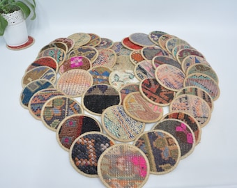Wholesale Kilim Coaster,  Hand Crafted Coaster, Rug Coaster, Beer Coaster, 5x5&quot; Tea Coaster, Drink Coaster, Vintage Coaster, Antique Coaster
