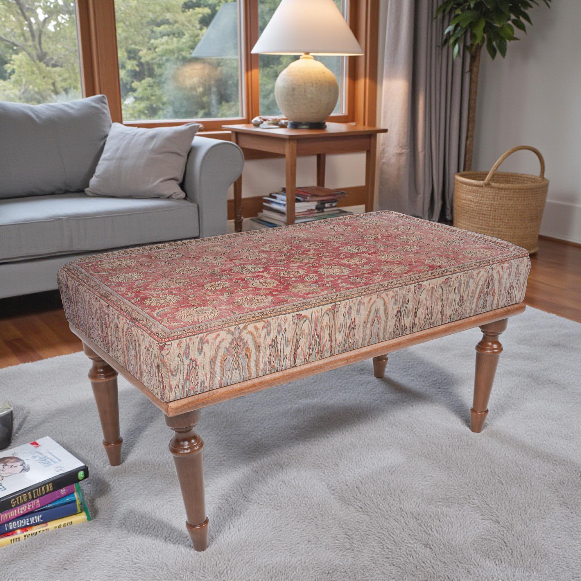 Floral Pattern Sitting Bench, Bench for Bedroom, Handmade Furniture ...
