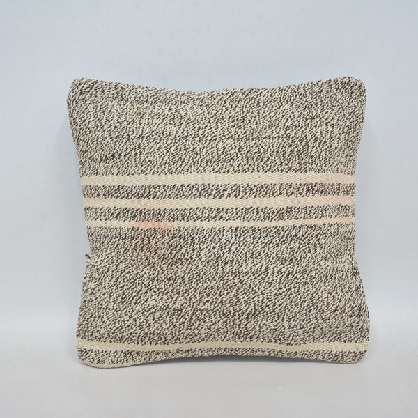 Home Decor Pillow, Turkish Kilim Pillow, Kilim Pillow Cover, Throw Pillow, 12x12 Brown Case, Striped Pillow, Oriental Pillow,  1191