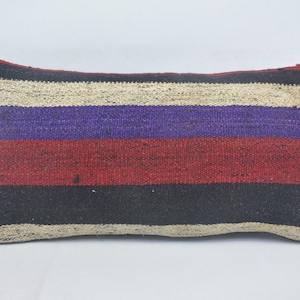 Cuscino da lancio, federe Kilim, cuscino per il corpo, coperture per cuscini rossi 12x24, cuscino a righe, copertura per cuscino piccolo, copertura per cuscino alla moda, 347