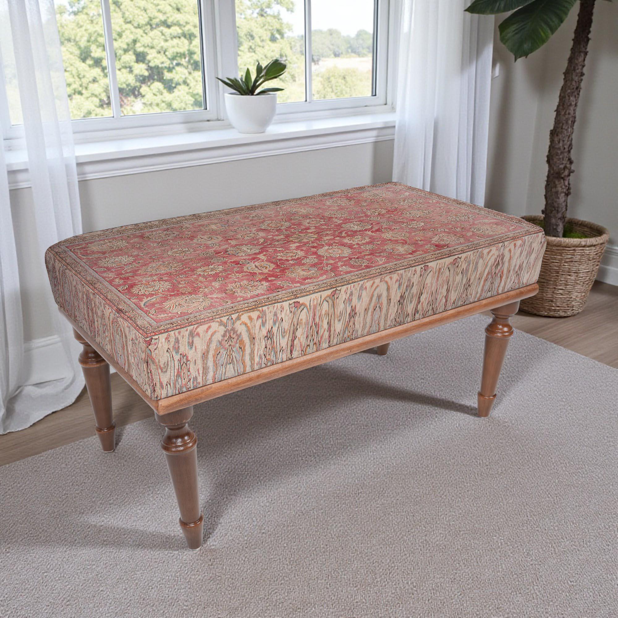 Floral Pattern Sitting Bench, Bench for Bedroom, Handmade Furniture ...