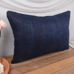 ギフト枕、ボヘミアン枕、ソファ用16x24インチ枕、ホームデコレーション枕、ブルー枕カバー、長方形枕、手織り麻キリム枕、