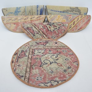 Kilim Supla, Table, Set Of Six, Red Pad, Rug Supla, Round Underplate, Non Slip Supla, Antique Rug Underplate, Gift Supla,