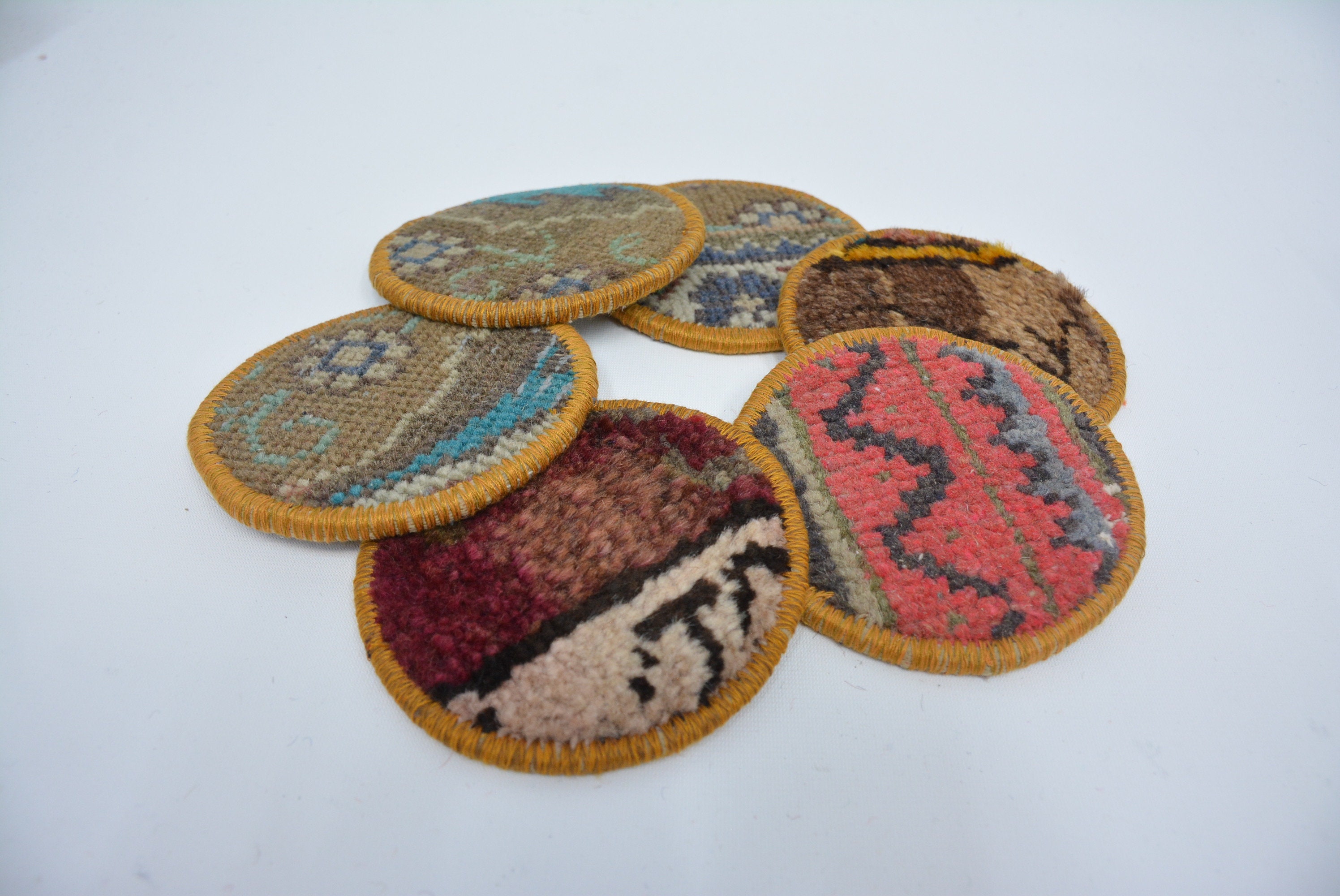Table Rug Coasters Rug Coaster, Tea Pad, Coffee Cup Pad, Brown Coaster, Rug Coaster ...