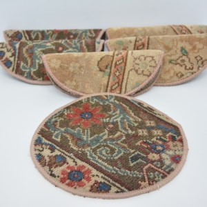 Turkish Rug, Kilim Supla, Kitchen Decor, Set Of Six, Mouse Pad, 10&quot;x10&quot; Handmade Supla, Circle Under Plate, Rustic Supla, Gift Supla, 29