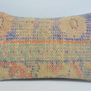 Turkish Kilim Pillow, Turkish Pillow, Pillow for Couch, 12x20 Blue Pillow Cover, Rug Pillow, Gift For Him Pillow Case, Floor Pillow Case, 70