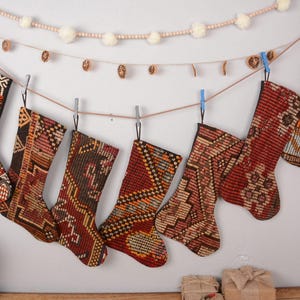 Family Set Christmas Stockings, Traditional Kilim Stocking, Fireplace Stocking, Holiday Socks, Festive Footware, Handmade Christmas Socks,