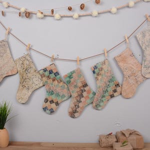 Vintage Rug Stocking, Handmade Christmas Stocking, Kilim Christmas Stocking, Personalized Stockings, Family Set Christmas Stockings