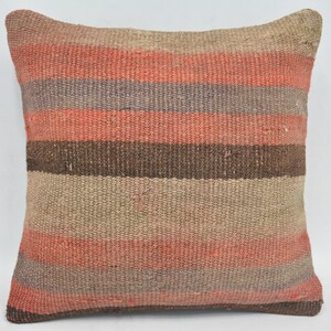 Designer Pillows, Kilim Pillow Covers, Kilim Pillow Cases, 12x12 Red Pillow Case, Striped Pillow, Retro Throw Pillow, Seat Pillow, 745