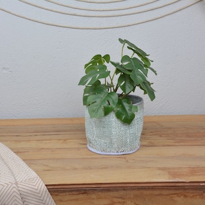 Flower Vases, Rug Design Planter, Turkish Rug Basket, Yarn Storage, Organizer Baskets, 6x7,2 Inches, Hand Woven Storage Basket, 15