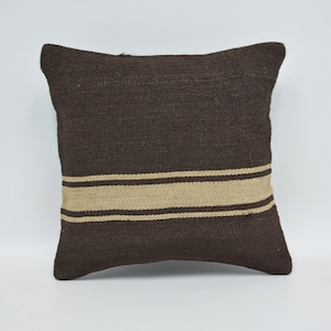 Throw Pillow Covers, Antique Pillows, Kilim Pillow Cases, 14x14 Brown Kilim Pillow, Striped Pillow Cover, Boho Throw Kilim Pillow, 514