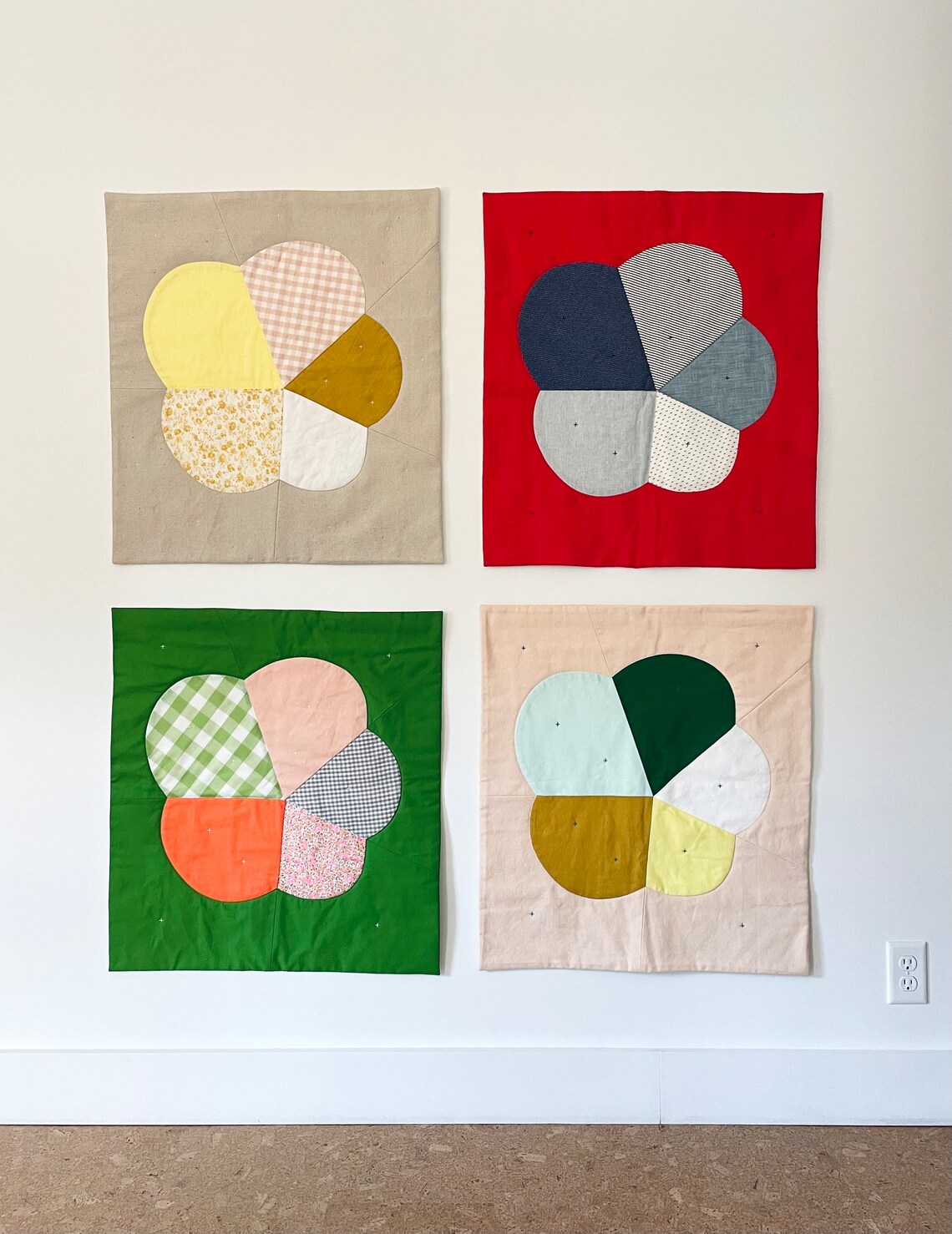 Patchwork Flower in Green - Wall Quilt - Etsy