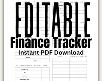 Bearbeitbarer monatlicher Budgetplaner: Persönliche Buchverfolgung (PDF-Download)